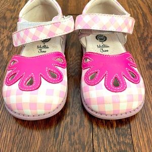 Matilda Jane pink plaid shoes, size 8